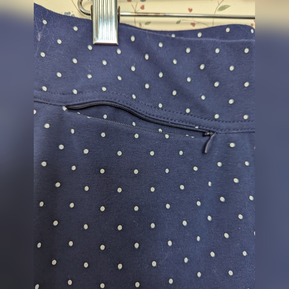 Lands End M Capri Polka Dot Vacation Hidden Zip pocket Comfort Stretch Casual - Picture 2 of 12